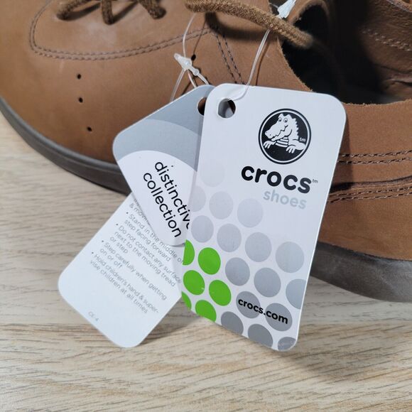 CROCS Venture Brown Leather Walking Shoes Mens Size 7 Chocolate Sneakers Comfort - Picture 6 of 8